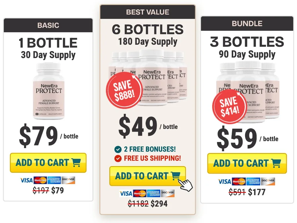 NewEra Protect packages Basic 1 bottle 79 Bundle 3 bottles 59 Best Value 6 bottles 49